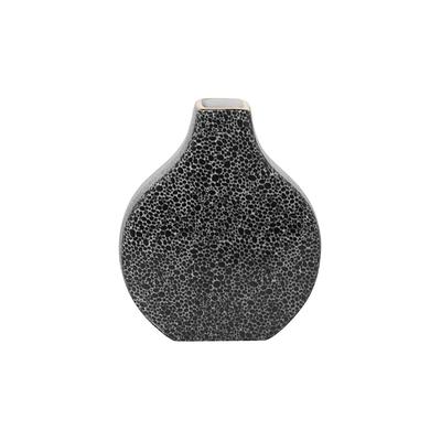 Tischvase FINK "MINTA, Höhe ca. 23 cm, Dekovase aus Porzellan, mit goldfarbenem Rand", schwarz-weiß (schwarz, weiß), B:19,5cm H:23cm T:6cm, Porzellan, Vasen, eckige schmale Öffnung, für einzelne Blumenstiele