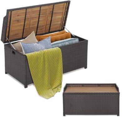 Costway 45 Gallon Outdoor Storage Bench with Zippered Liner