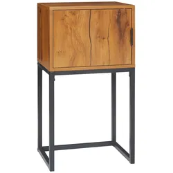 OKWISH Konsolentisch Flurtisch 40x30x76  Naturholz mit Schrank Industriedesign, Holzwerkstoff und Stahlgestell, platzsparend für Flur Wohnzimmer