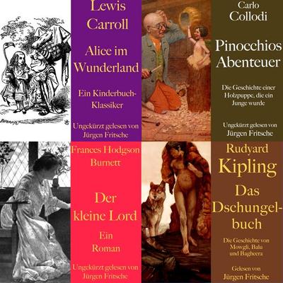 Die Abenteuer Box: 4 Hörbuch-Klassiker für die Jugend - Carlo Collodi,Rudyard Kipling,Lewis Carroll,Frances Hodgson Burnett, Audio, 9783754517840
