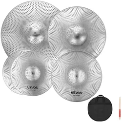 VEVOR Beckenset 4-teillig mit geringer Lautstärke inkl. HiHat Crash Ride Splash 350/400/455/505 mm (14/16/18/20 Inches)
