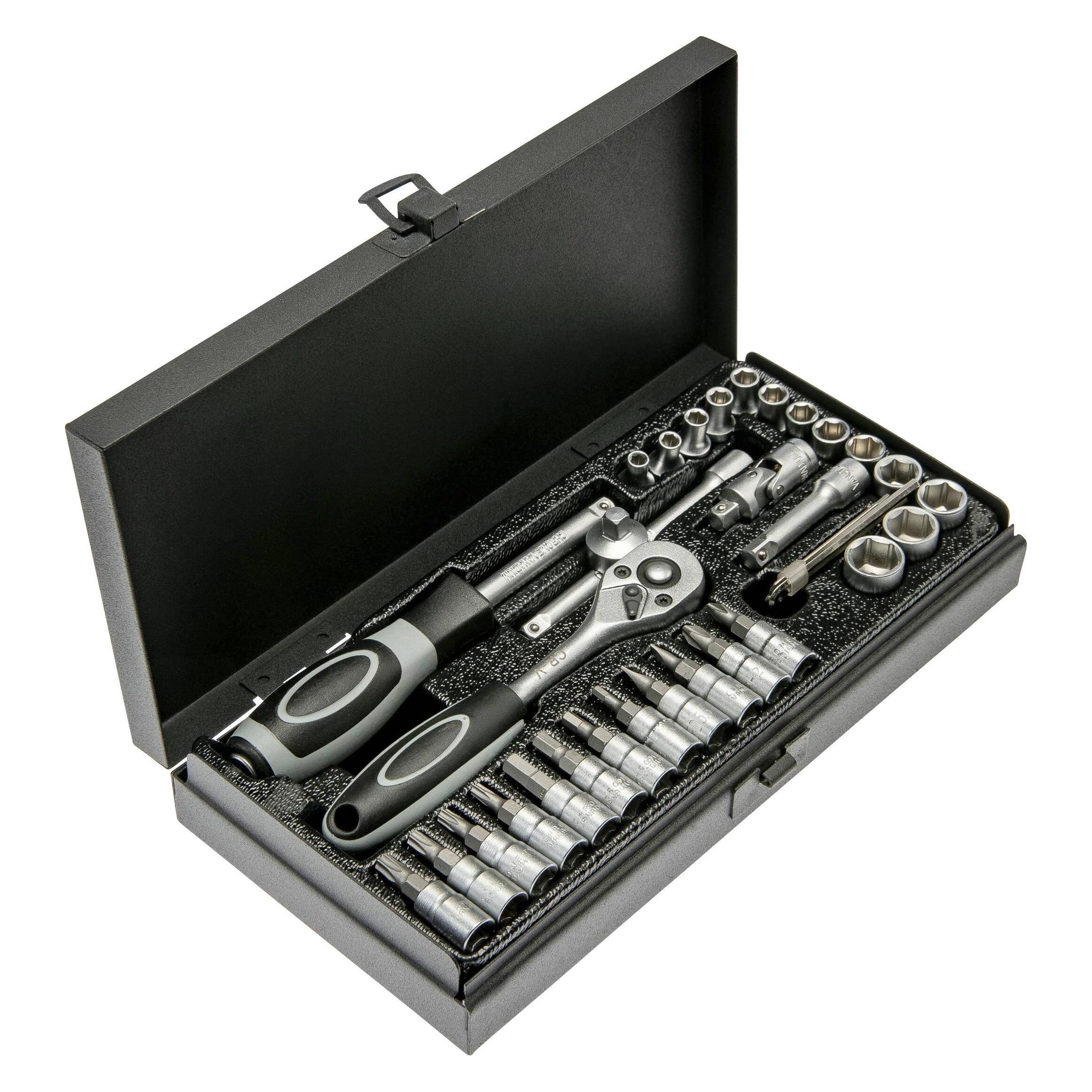 WGB Steckschlüssel-Garnitur 1/4", 36-teilig im Stahlblechkasten (3 mm) (9267723)