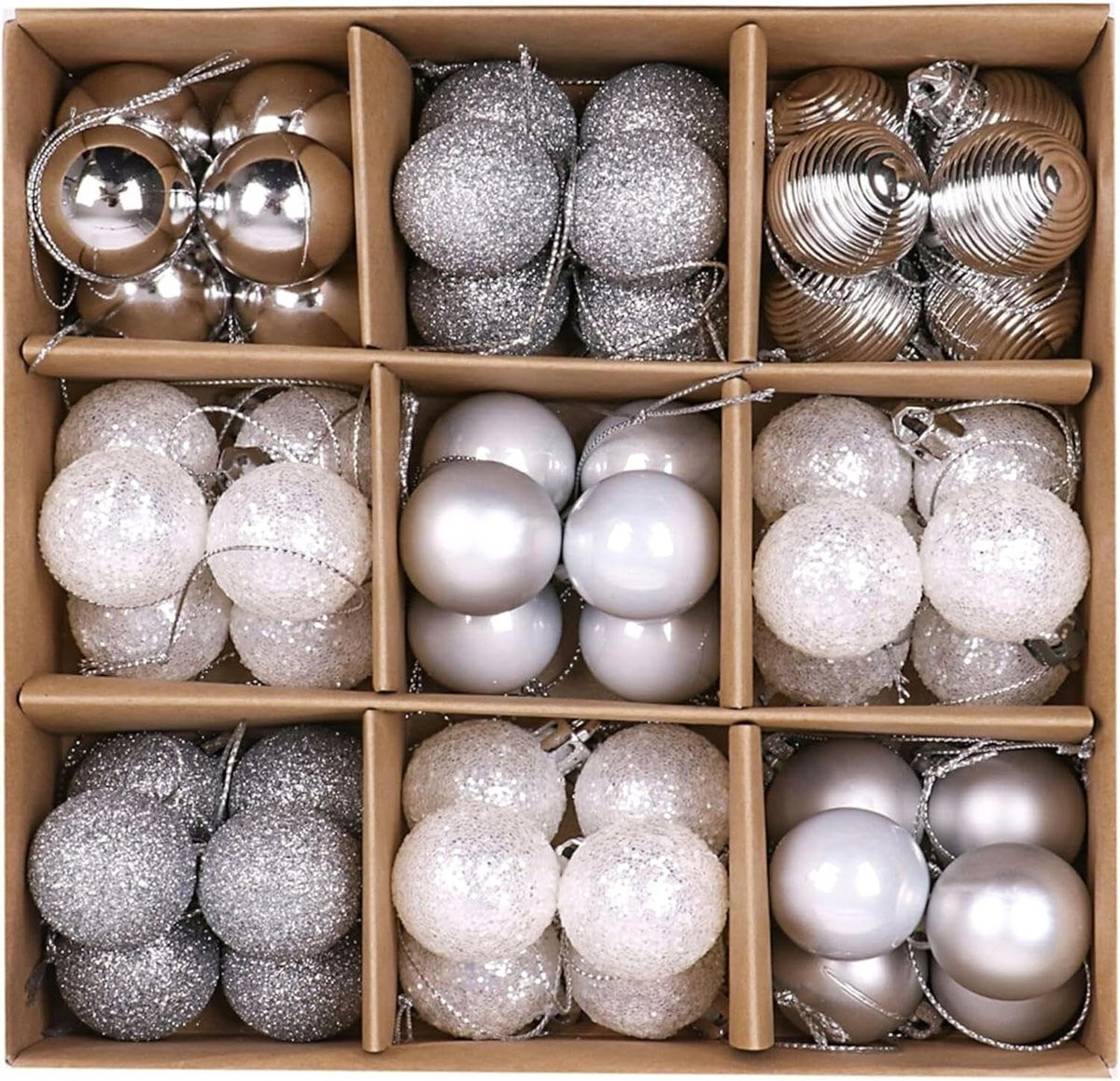 54 Onbreekbare Kerstballen Zilver en Wit 3cm - Feestelijke Kerstboom Decoratie