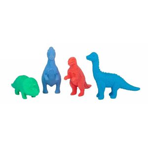 Idena Radiergummi 3D Dinosaurier, 20111, für Bleistifte, aus Kunststoff, in Box, 4 Stück
