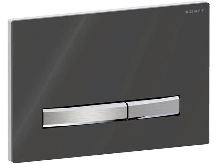 Geberit Sigma50 bedieningsplaat - 2-toets spoeling - vierkant - spiegelend rookglas - dualflush - hoogglans rookglas chroom antraciet