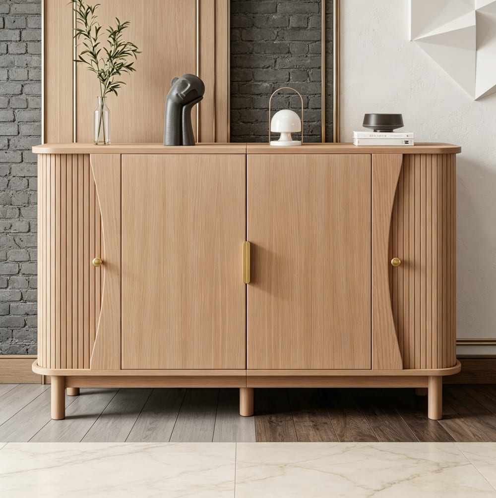 REDOM Buffet en mdf avec rangement naturel 140x40x88 cm Beige 140x88x40cm