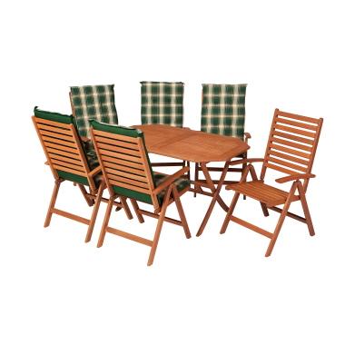 MERXXHANDELS Borkum Set 13tlg., Euka. 6 Klappsessel, 6 Kissen, 1 Tisch 09205002
