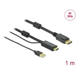 DELOCK HDMI zu DisplayPort Kabel 4K 30Hz 1,0m