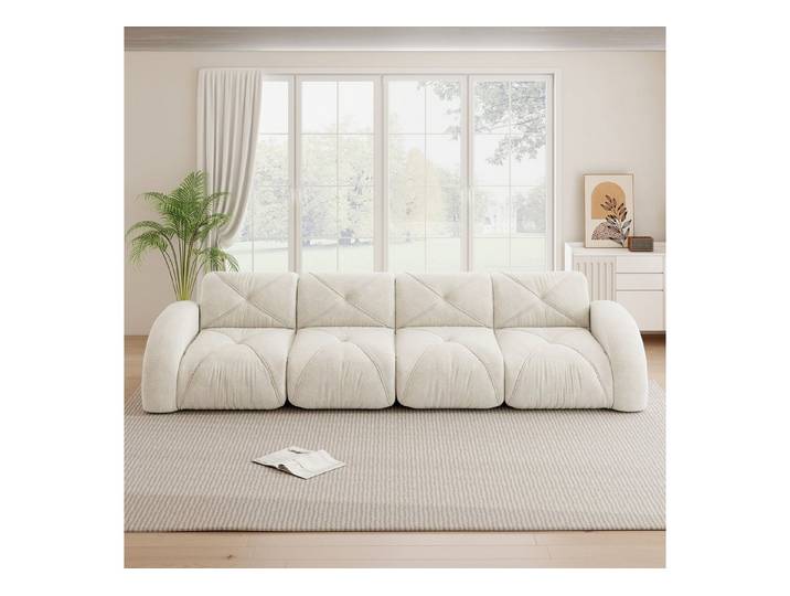 HAUSS SPOLE Loungesofa Relaxsofa 4-Sitzer Chenille-Modulsofa rutschfestes Design,Weiß