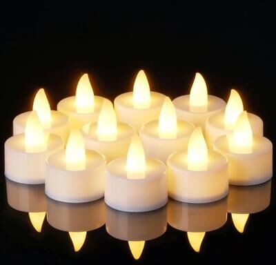 Uplift Picks Warm White Flameless LED Tea Light Candles For Holiday And Party Decor warm White 12 Packs