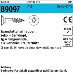 Spanplattenschraube R 89097 SEKO PZ TG 4x 50-Z A 2 1000 Stück