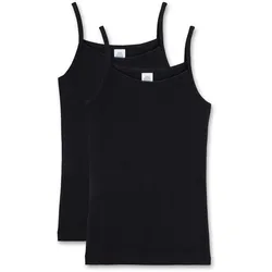Sanetta Mädchen Unterhemd, 2er Pack - Shirt ohne Arme, Top Schwarz / 152