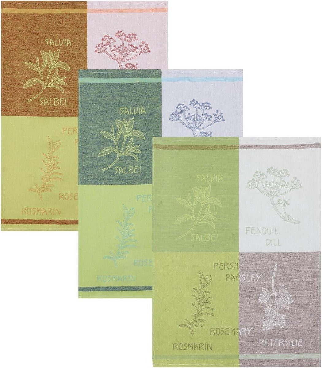 Set van 3 Jacquard keukendoeken van half linnen in gesorteerde kleuren