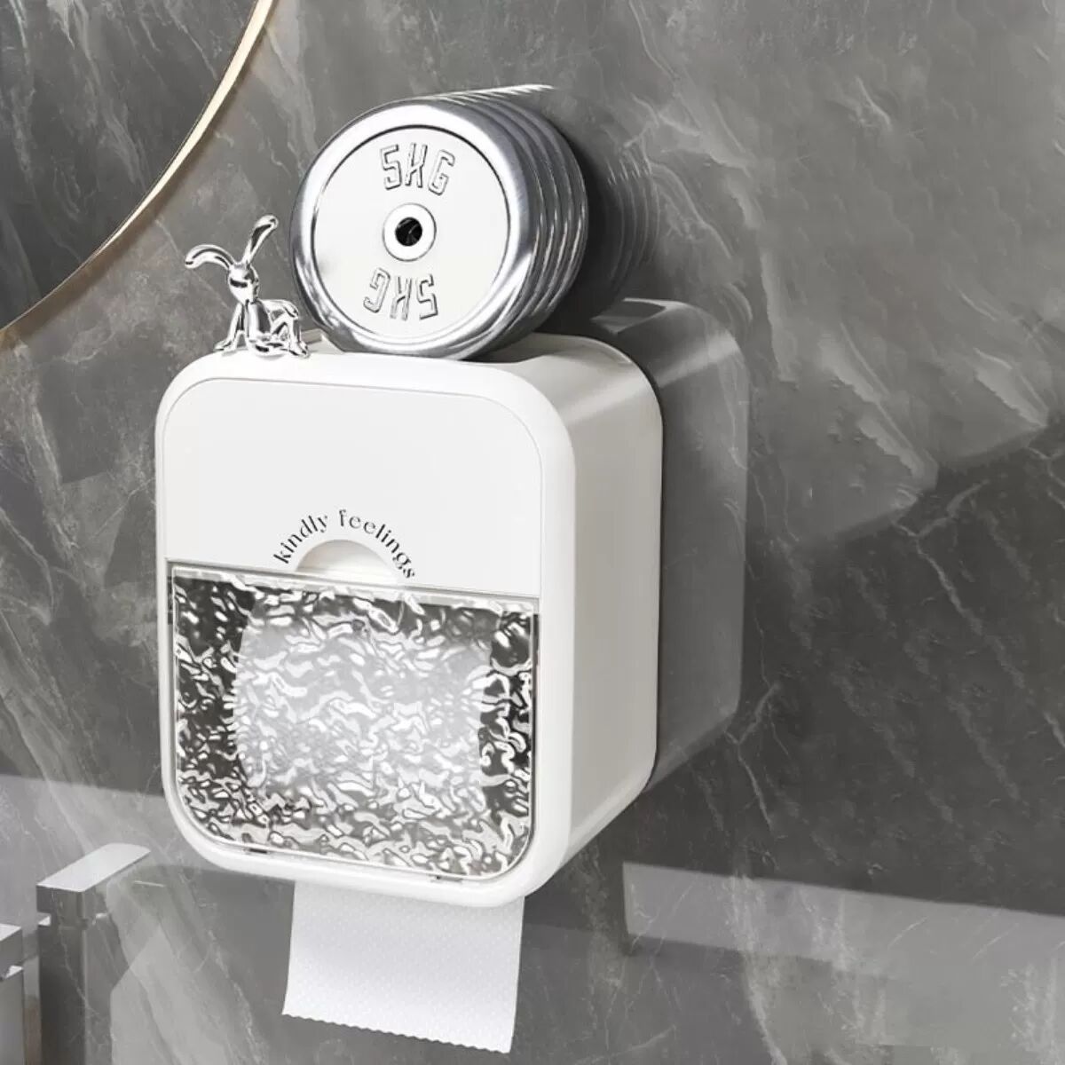 INF Wandmontierte Taschentuchbox mit Gletschermuster – Leichter Luxus & Wasserdicht Weiß