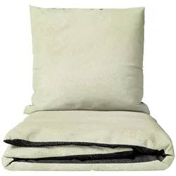 Leonado Vicenti Bettwäsche 155x220 cm Fleece Beige Anthrazit Wendeseite Winter warm