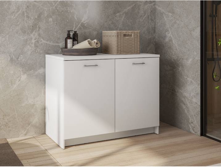 Meuble bas WASHING 2 portes blanc