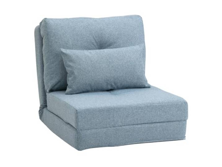 HOMCOM 2 in 1 Schlafsessel Klappbar Bettfunktion 60x80x56 cm Himmelblau Schlafsofa, Verstellbarer Rückenlehne, Kissen, Gästebett, in Leinenoptik, Klappsessel, Sessel, Wohnzimmer, Schlafzimmer