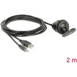 DELOCK 85719 - USB Typ A Stecker + 3,5 mm 4Pin Klinkenstecker > Stecker + Buchs