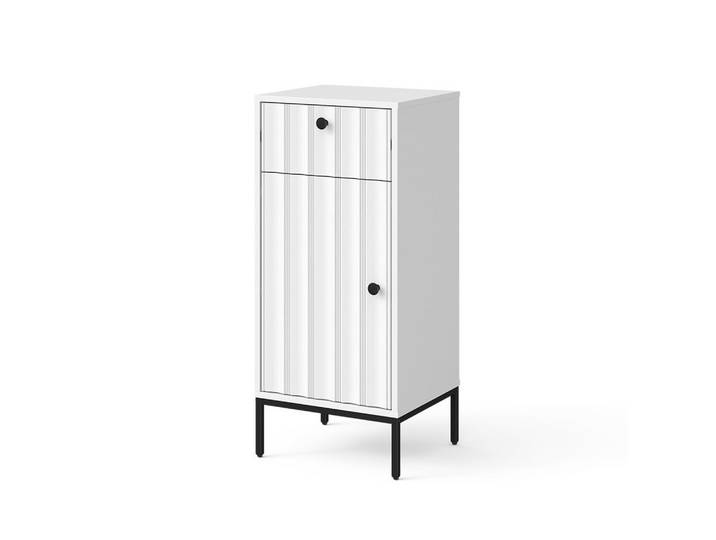 Vicco Midischrank Eliza Weiß Riffel 40 x 87 cm, Holzwerkstoff, 1 Fächer, 1 Schubladen, Rechteckig, 40x87x35 cm, Badezimmer, Badezimmerschränke, Midischränke