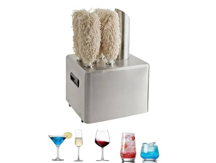 JIMINHUIXIN Weinglas-Poliermaschine mit 3/5 Bürsten Elektrische Glasflaschen-Politur 304 Edelstahl-Glasreiniger für Bars, Restaurants, Hotels & Weingüter Inkl. Warmlufttrocknung