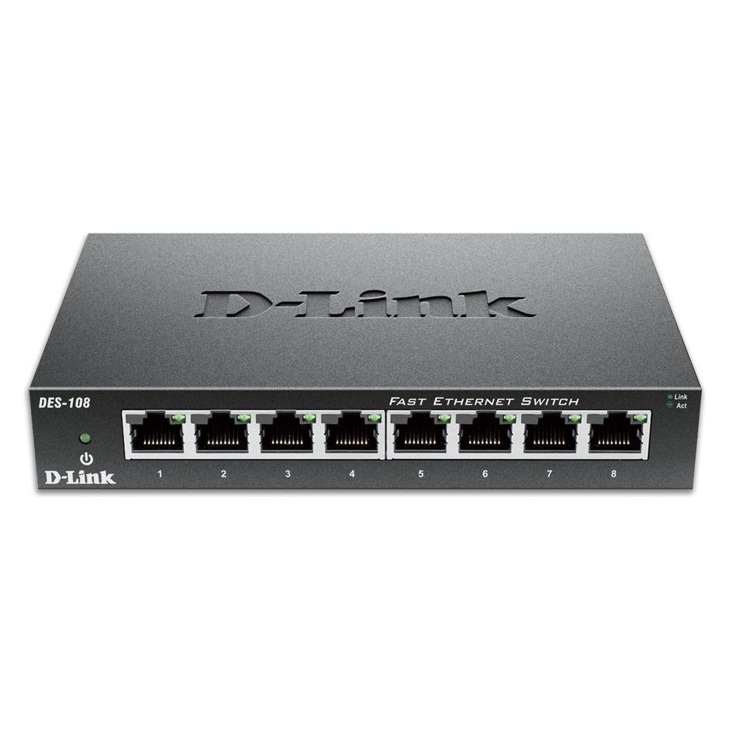 D-Link DES-108/V/E 8-Port Fast Ethernet Unmanaged Desktop Switch (8 Ports) (DES-108/V/E)