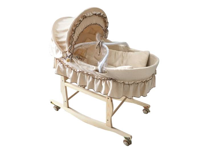 Berceau de couchage portable avec roue pour bébé, panier en bois massif, poussette pour nouveau-né, CPull, 0-24 mois, nouveau