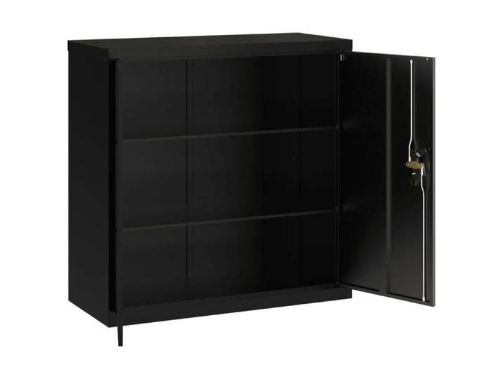 Noir Meuble de bureau Cabinet de Bureau Grand espace noir 90x40x90 cm acier N1048