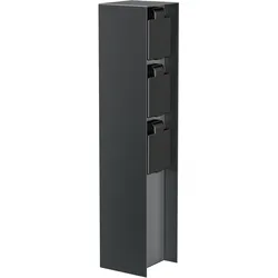 ledscom.de Garten Steckdosensäule POMI für außen, IP44, 3-fach, Edelstahl, anthrazit, eckig, 33 cm