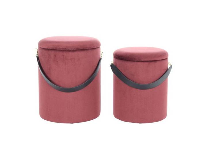 Lot de 2 Poufs & Coffres de Rangement  Arabella  44cm Rouge