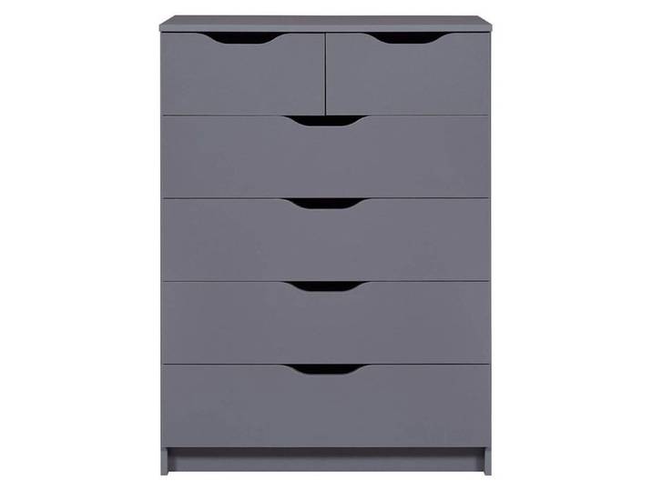 JENNY - Commode Haute 6 Tiroirs Coloris Anthracite