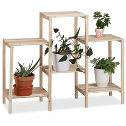 Relaxdays Pflanzenregal Holz Hellbraun