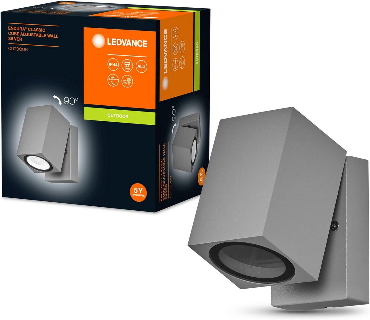 Moderne Zilveren Buiten Wandlamp Kubus IP44 - Aluminium Wandlamp voor de Tuin