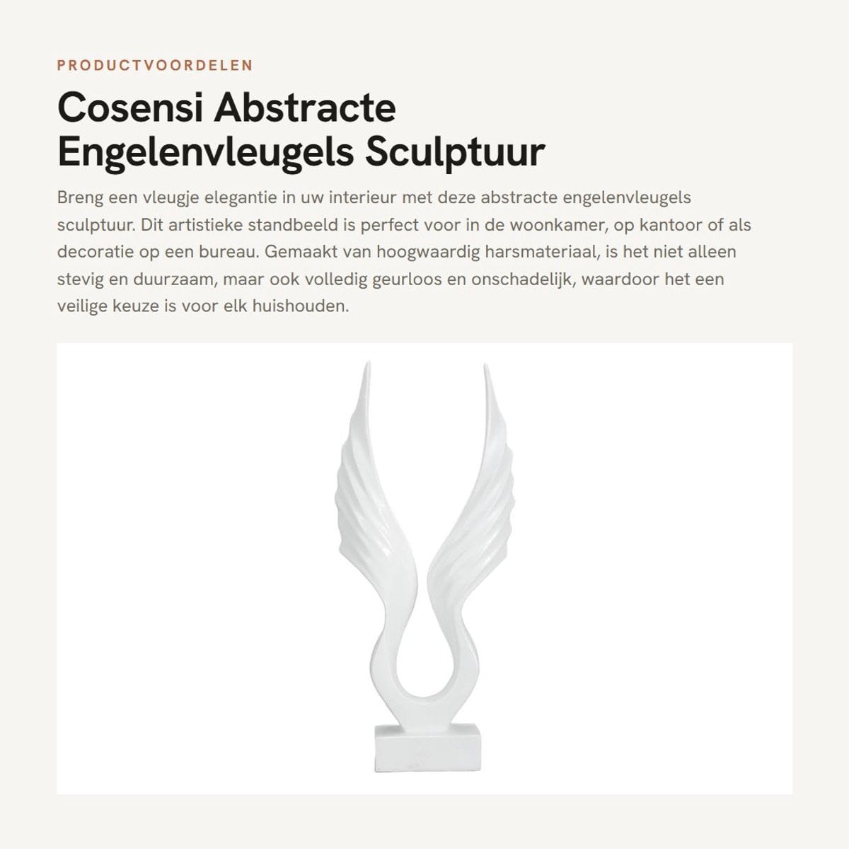 Dailygoods Engelenvleugels Abstract Sculptuur - Hars Beeldje voor Binnen Decoratie