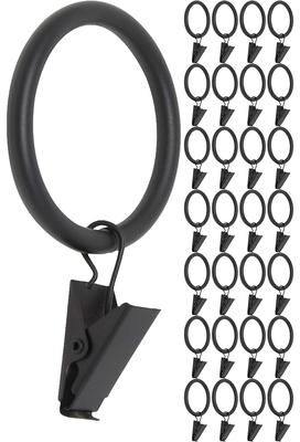 Meriville Drapery Curtain Rings with Clip - 1.5-Inch Inner Diameter