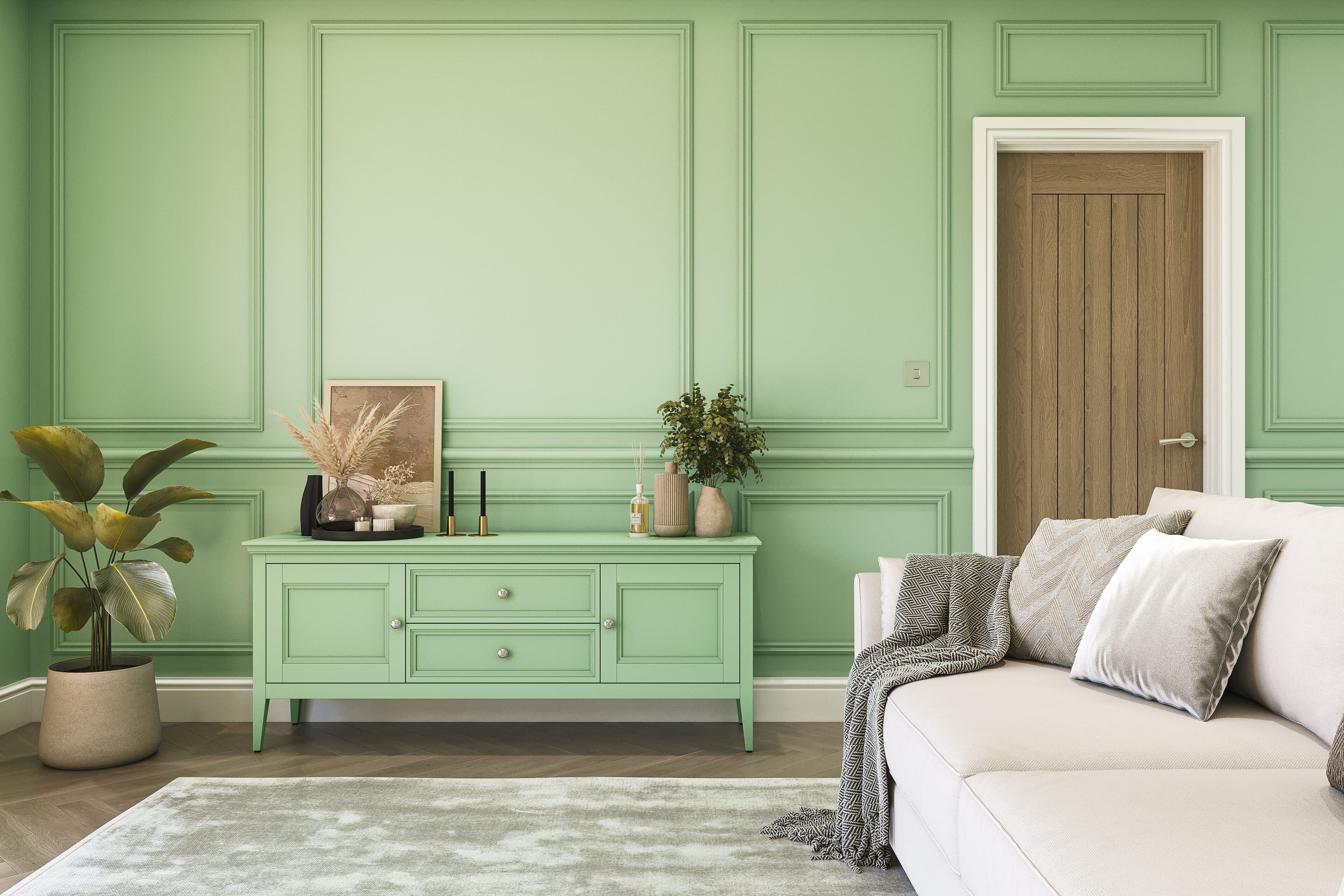 Hemway Chalk Based Furniture Paint   Soft Green   Shabby Chic   Chalky Matt Finish - Soft Green - 1L