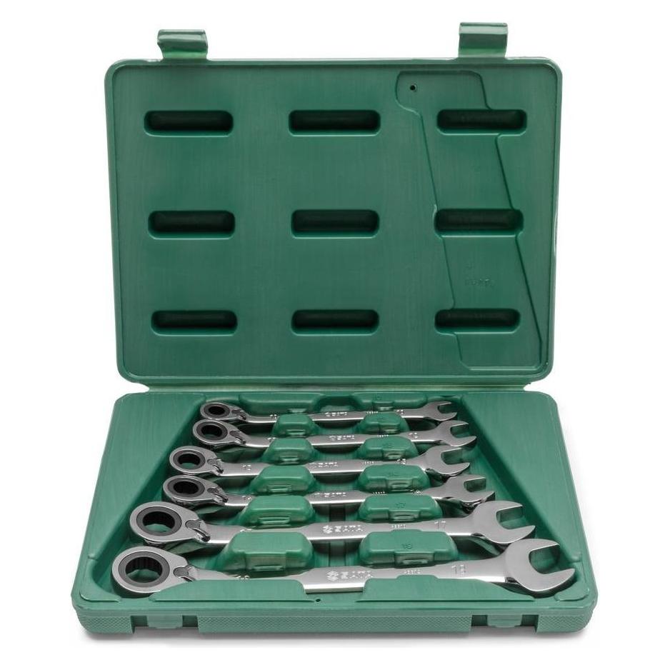 SATA 6 Tlg. Ratschen-Ringmaulschlüssel Set mit Richtungswechsel (10 mm, 12 mm, 13 mm, 14 mm, 17 mm, 19 mm) (ST09080SJ)