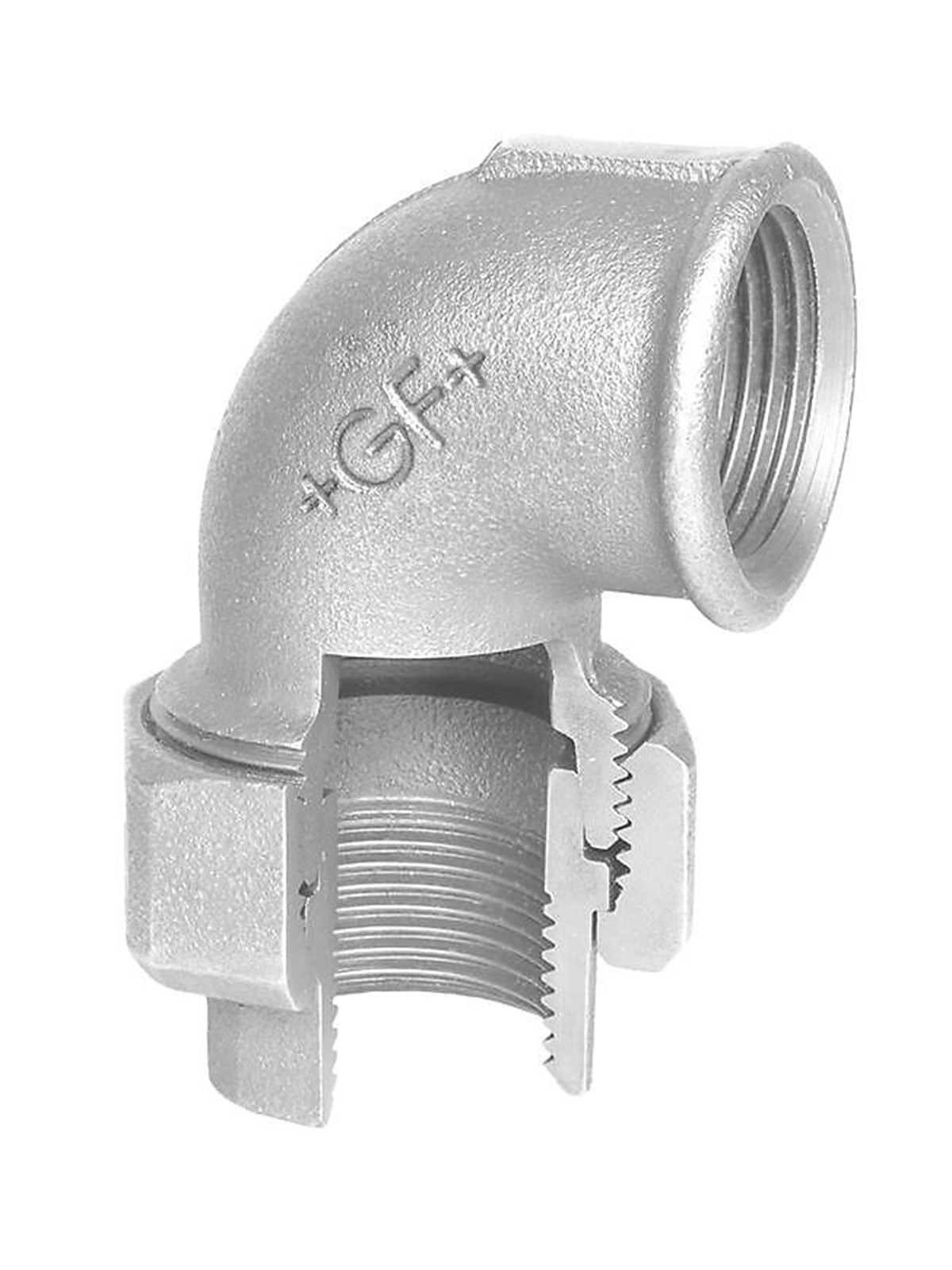 +GF+ angle union 90° galvanized 2'' socket-socket