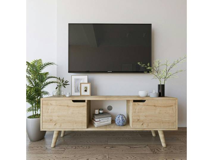 Meuble TV compact 2 portes MARFA - Chêne