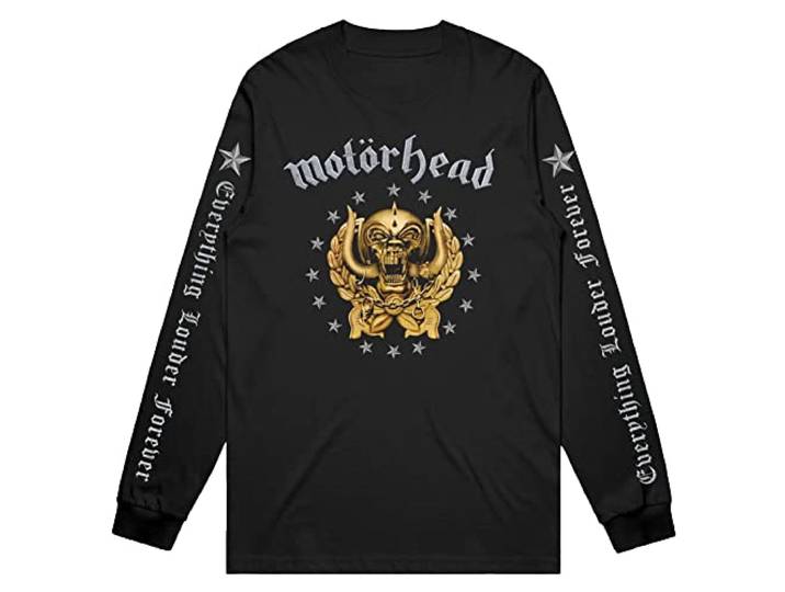 Motorhead T Shirt Everything Louder Forever nieuw Officieel Mannen Zwart Long S