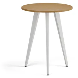 Couchtisch PRIMO VIBE, Durchmesser 60 cm, weißes Metallgestell, Buche