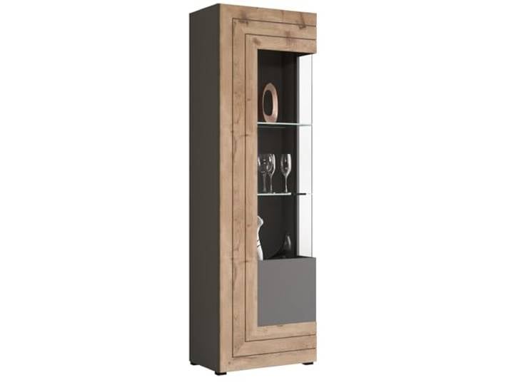 Newroom Vitrine Grau Glasvitrine Vitrinenschrank stehend Wohnzimmer