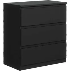 KOMMODE NUDO 70/78,5/39cm mit 3 Schubladen Türen Schwarz