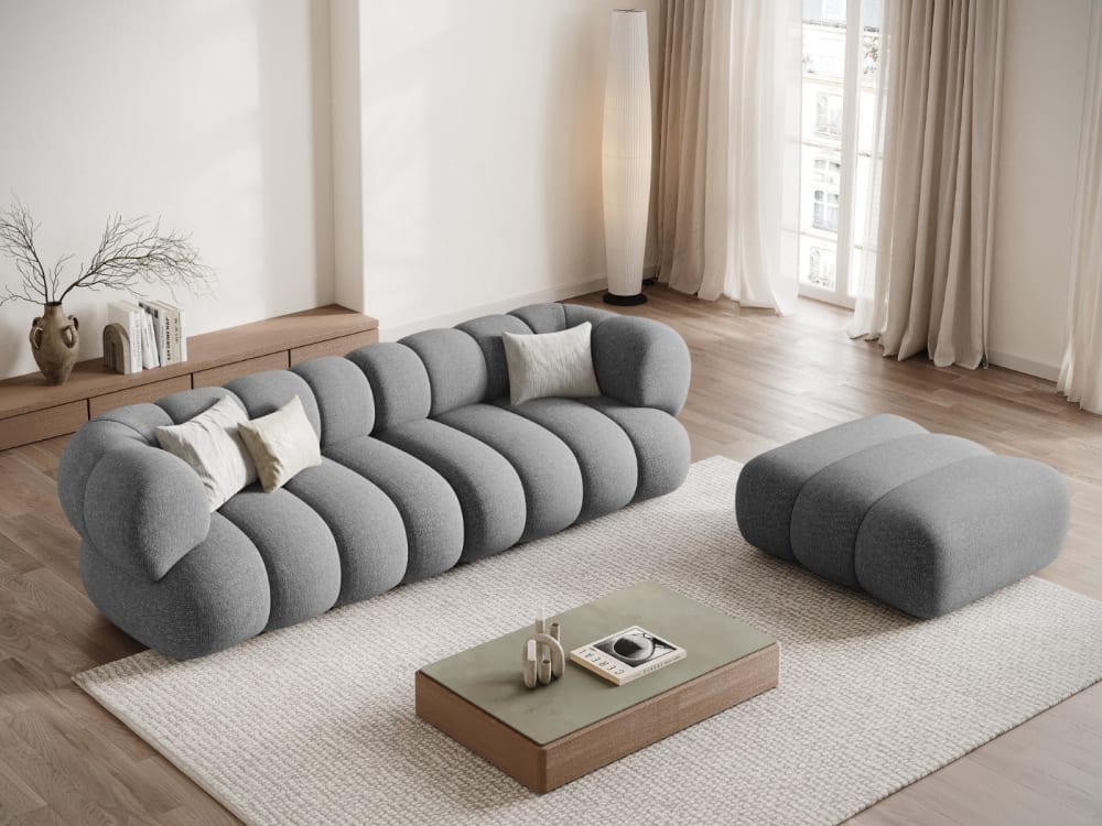 Cosmopolitan Design Pouf en chenille gris clair Gris 95x40x95cm