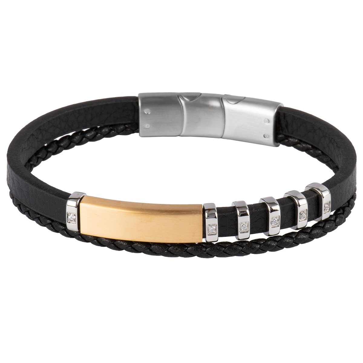 Jacques Lemans Lederarmband mit Zirkonia