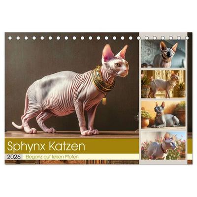 Sphinx Katzen. Eleganz auf leisen Pfoten (Tischkalender 2026 DIN A5 quer), CALVENDO Monatskalender