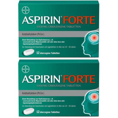 Aspirin Forte 1000 mg überzogene Tabletten 2x 2x12 St Überzogene