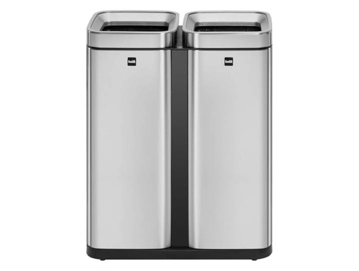 helit H2404700 - Abfalleimer the twin bin Edelstahl 60 Liter Mülleimer mit 2 Fächern à 30 Liter zur einfachen Mülltrennung