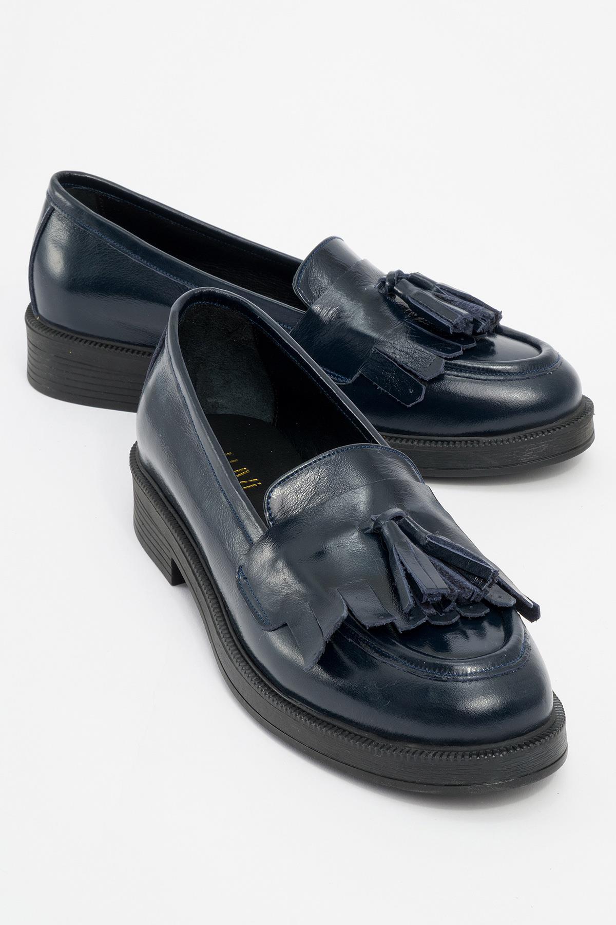 Forever & Always Milly Lederloafer mit Quaste - Marineblau