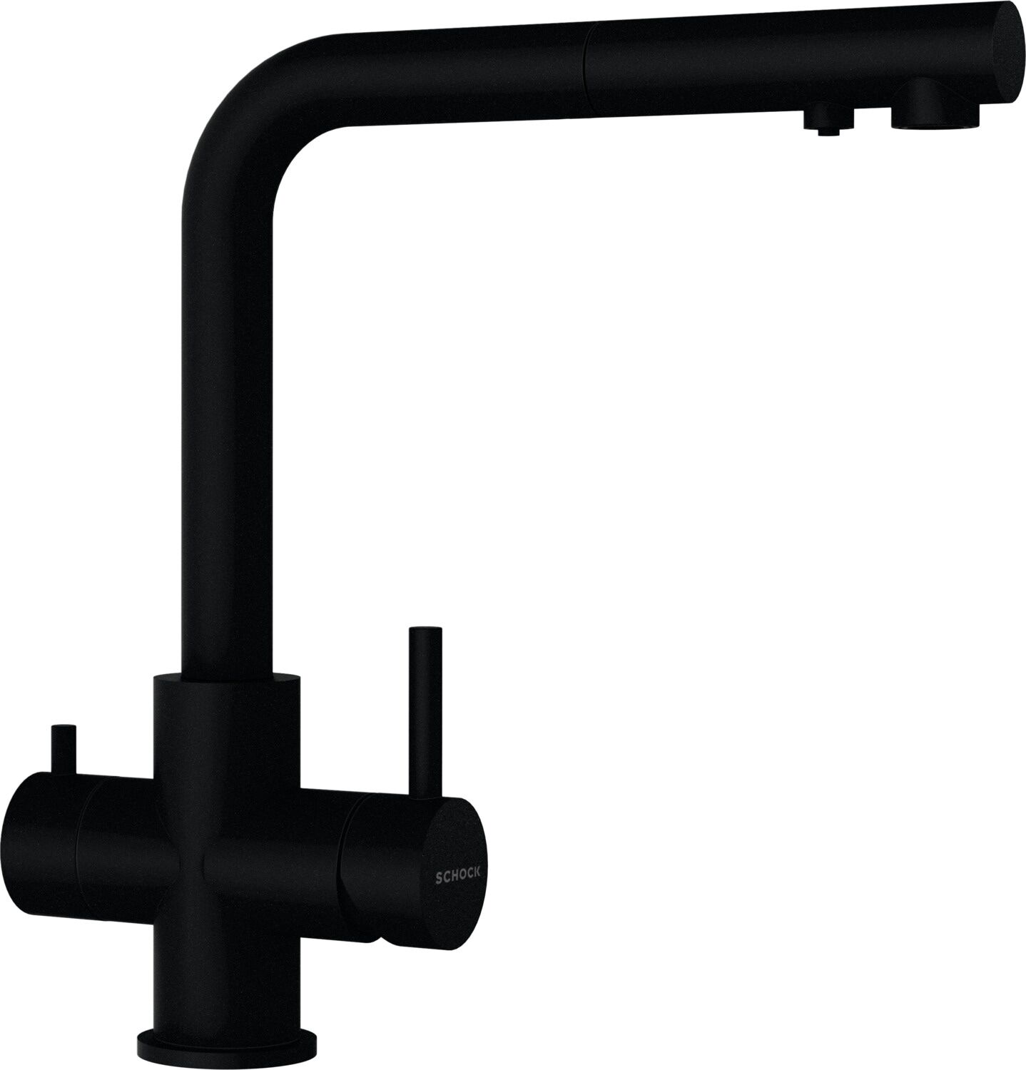 Küchenarmatur SCHOCK "Vitus", schwarz (puro), B:22,4cm H:30,9cm Ø:5,4cm, Edelstahl, Armaturen, Küchenarmatur, Hochdruck, ausziehbarer Auslauf, Filterwasser, Schwenkbereich 180