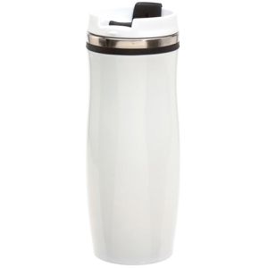 Böttcher-AG Thermobecher weiß / schwarz, hält 4 h kalt, Edelstahl doppelwandig, 400 ml